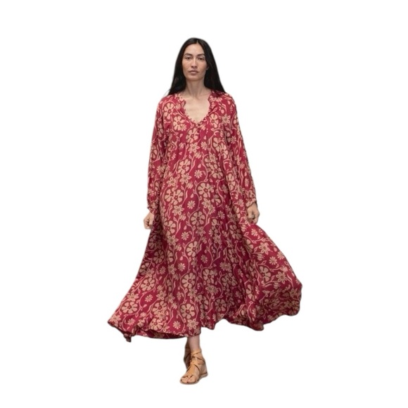 NATALIE MARTIN FIORE MAXI RED FLOWERS WHIMSICAL FAIRY BLOUSON BOHO M - Picture 6 of 16